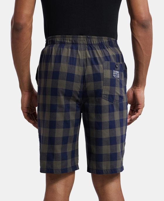 Super Combed Mercerized Cotton Woven Fabric Bermuda with Side Pockets - Navy & Deep Olive-3