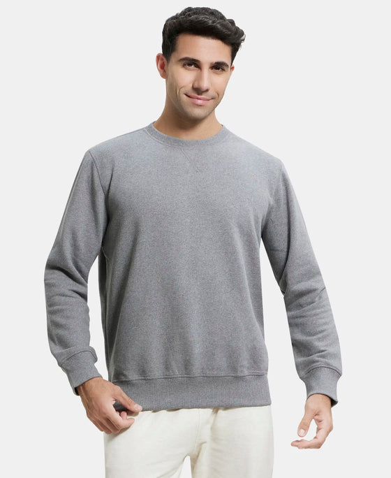 Super Combed Cotton Rich Fleece Sweatshirt with StayWarm Technology - Grey Melange-1