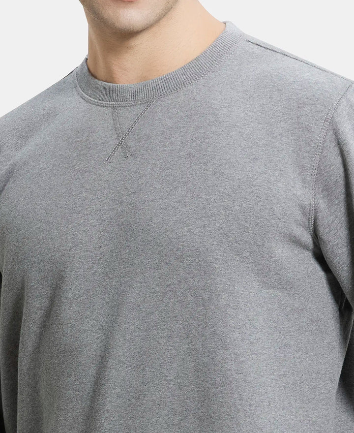 Super Combed Cotton Rich Fleece Sweatshirt with StayWarm Technology - Grey Melange-6