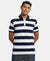 Super Combed Cotton Rich Striped Polo T-Shirt - Navy & White-1