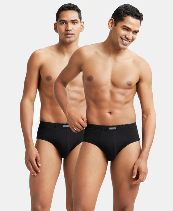 Super Combed Cotton Rib Solid Brief with StayFresh Treatment - Black (Pack of 2)