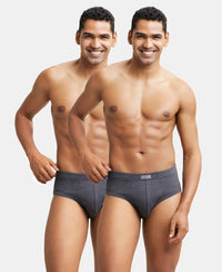 Super Combed Cotton Rib Solid Brief with StayFresh Treatment - Asphalt (Pack of 2)