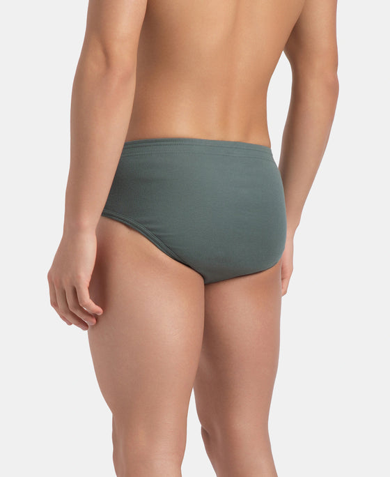 Super Combed Cotton Rib Solid Brief with StayFresh Treatment - Balsam Green (Pack of 2)