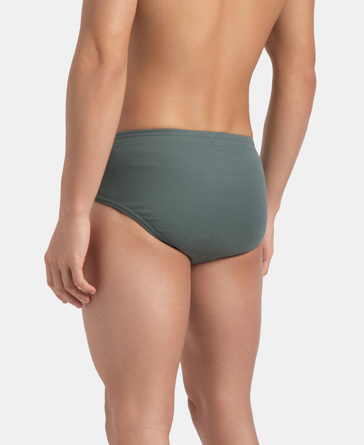 Super Combed Cotton Rib Solid Brief with StayFresh Treatment - Balsam Green (Pack of 2)