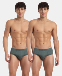 Super Combed Cotton Rib Solid Brief with StayFresh Treatment - Balsam Green (Pack of 2)