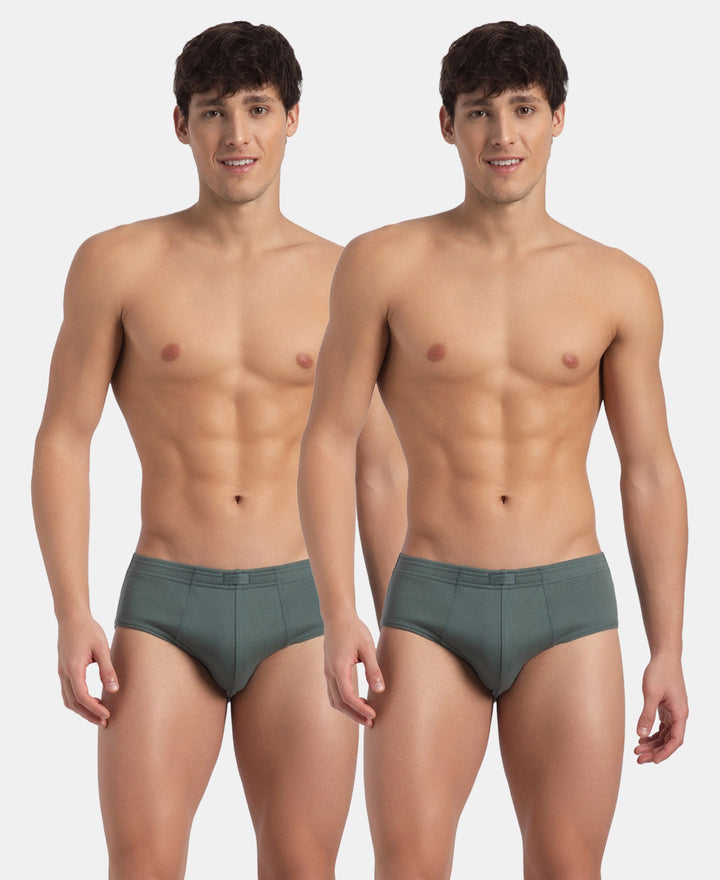 Super Combed Cotton Rib Solid Brief with StayFresh Treatment - Balsam Green (Pack of 2)