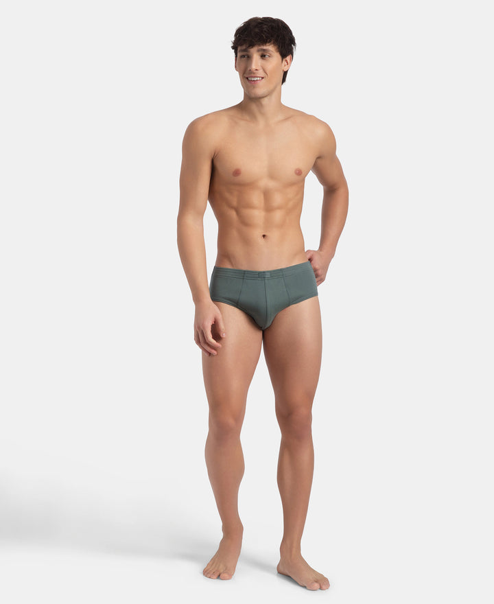 Super Combed Cotton Rib Solid Brief with StayFresh Treatment - Balsam Green (Pack of 2)