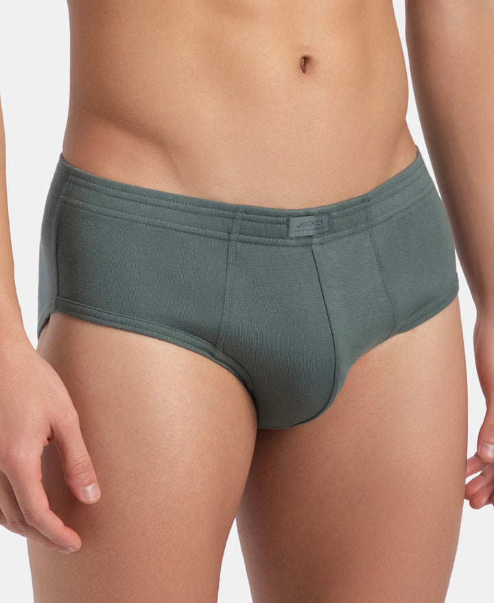 Super Combed Cotton Rib Solid Brief with StayFresh Treatment - Balsam Green (Pack of 2)