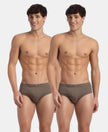 Super Combed Cotton Rib Solid Brief with StayFresh Treatment - Dark Khaki (Pack of 2)