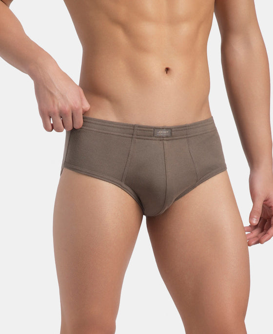 Super Combed Cotton Rib Solid Brief with StayFresh Treatment - Dark Khaki (Pack of 2)