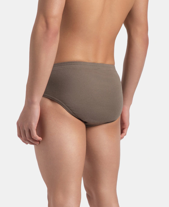 Super Combed Cotton Rib Solid Brief with StayFresh Treatment - Dark Khaki (Pack of 2)