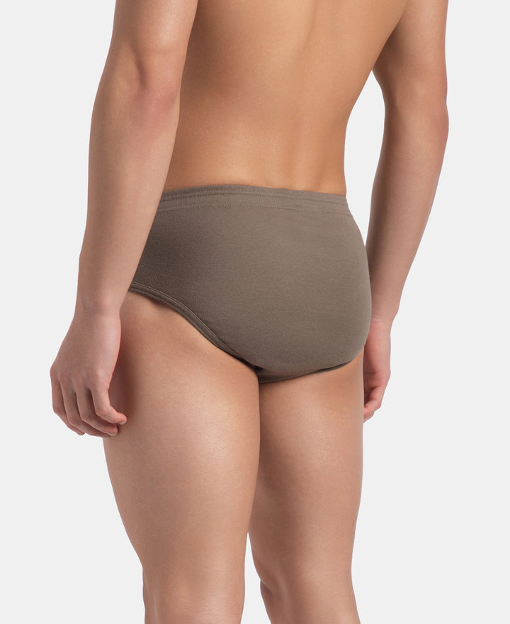 Super Combed Cotton Rib Solid Brief with StayFresh Treatment - Dark Khaki (Pack of 2)