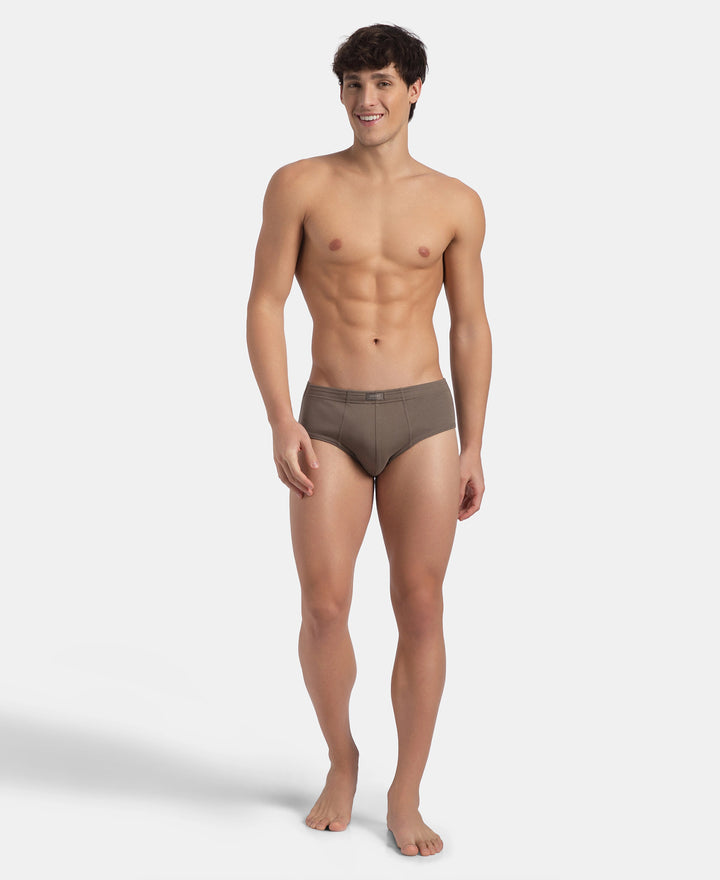Super Combed Cotton Rib Solid Brief with StayFresh Treatment - Dark Khaki (Pack of 2)