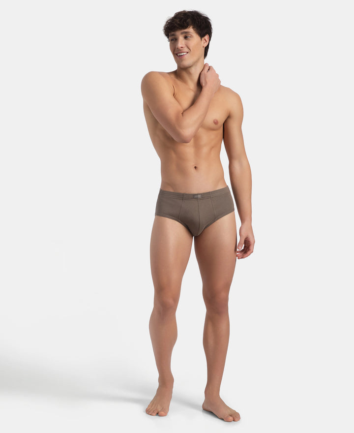 Super Combed Cotton Rib Solid Brief with StayFresh Treatment - Dark Khaki (Pack of 2)