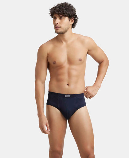 Super Combed Cotton Rib Solid Brief with StayFresh Treatment - Deep Navy-5
