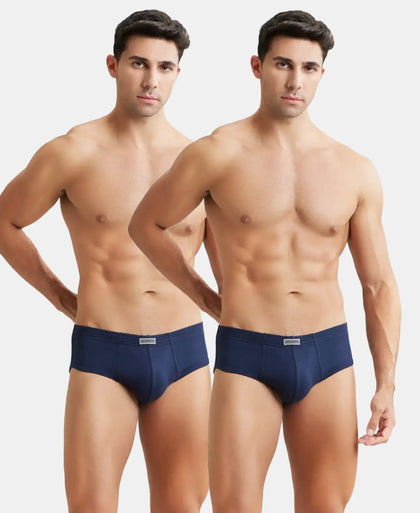 Super Combed Cotton Rib Solid Brief with StayFresh Treatment - Deep Navy (Pack of 2)