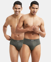 Super Combed Cotton Rib Solid Brief with StayFresh Treatment - Deep Olive (Pack of 2)