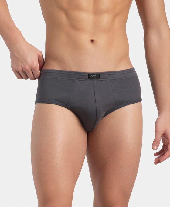 Super Combed Cotton Rib Solid Brief with StayFresh Treatment - Magnet (Pack of 2)