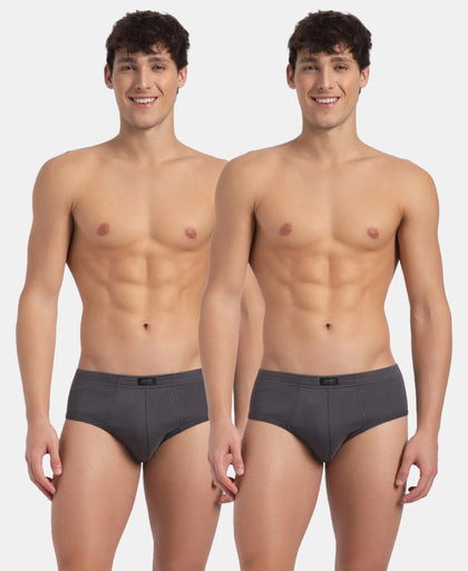 Super Combed Cotton Rib Solid Brief with StayFresh Treatment - Magnet (Pack of 2)