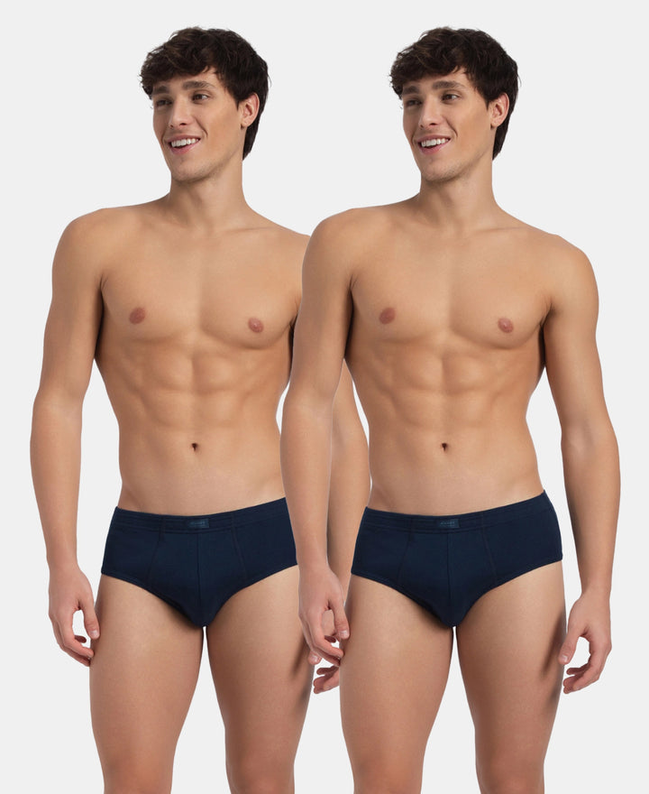 Super Combed Cotton Rib Solid Brief with StayFresh Treatment - Pageant Blue (Pack of 2)