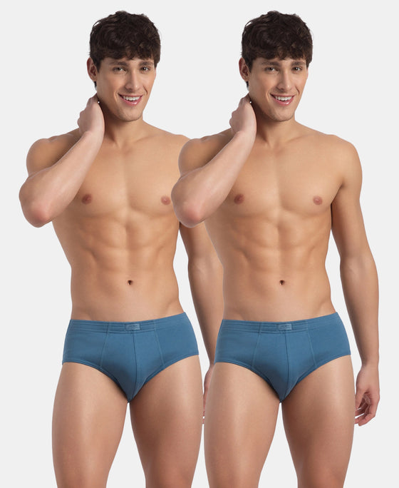 Super Combed Cotton Rib Solid Brief with StayFresh Treatment - Stellar (Pack of 2)