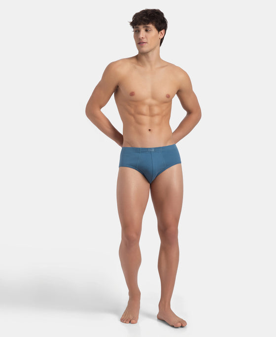 Super Combed Cotton Rib Solid Brief with StayFresh Treatment - Stellar (Pack of 2)