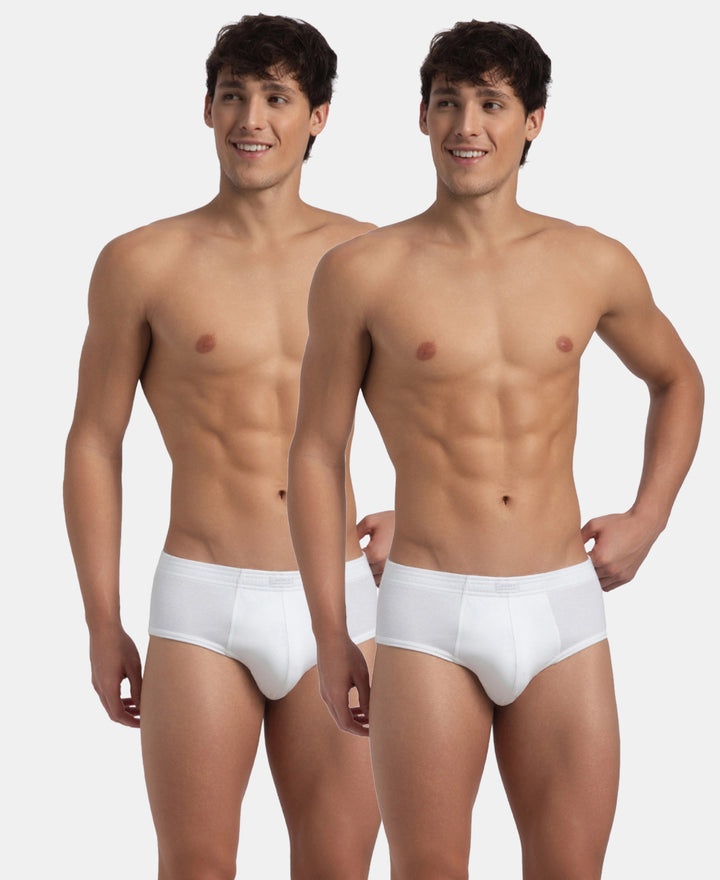 Super Combed Cotton Rib Solid Brief with StayFresh Treatment - White (Pack of 2)