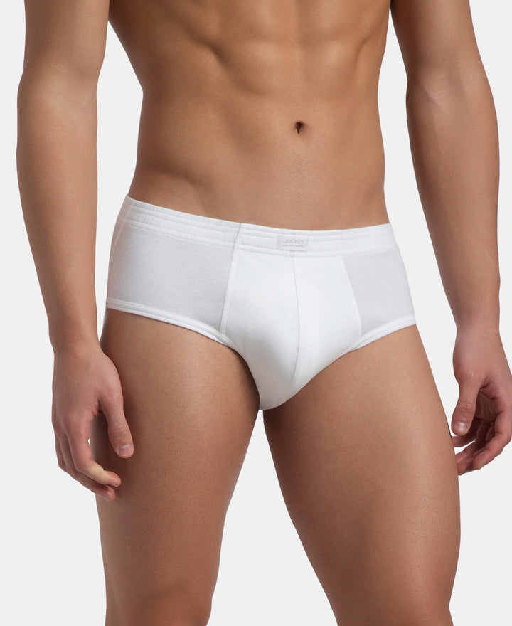 Super Combed Cotton Rib Solid Brief with StayFresh Treatment - White (Pack of 2)