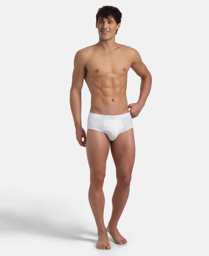 Super Combed Cotton Rib Solid Brief with StayFresh Treatment - White (Pack of 2)