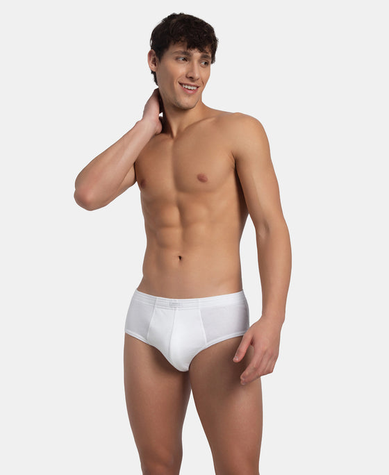 Super Combed Cotton Rib Solid Brief with StayFresh Treatment - White (Pack of 2)