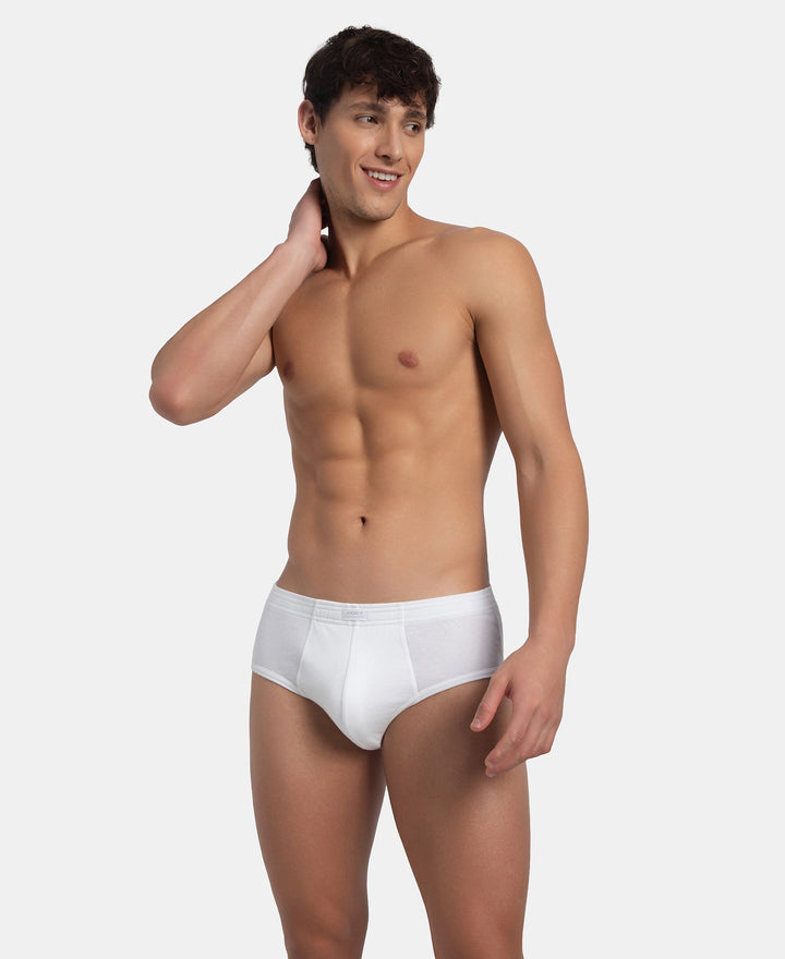 Super Combed Cotton Rib Solid Brief with StayFresh Treatment - White (Pack of 2)