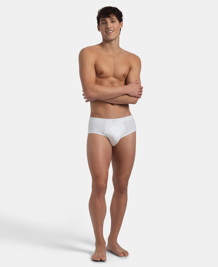 Super Combed Cotton Rib Solid Brief with StayFresh Treatment - White (Pack of 2)