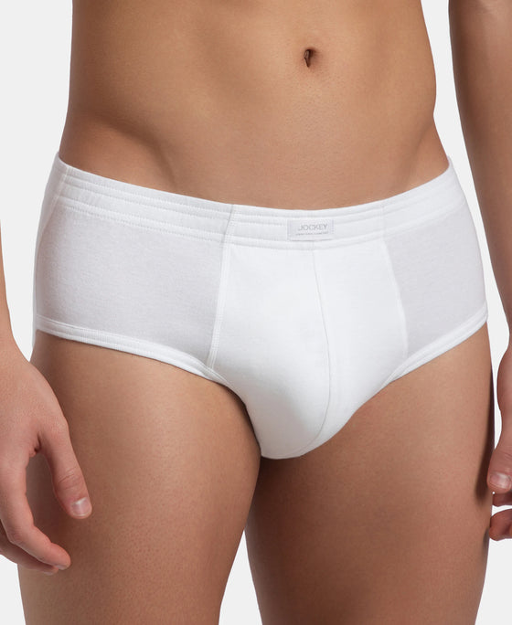 Super Combed Cotton Rib Solid Brief with StayFresh Treatment - White (Pack of 2)