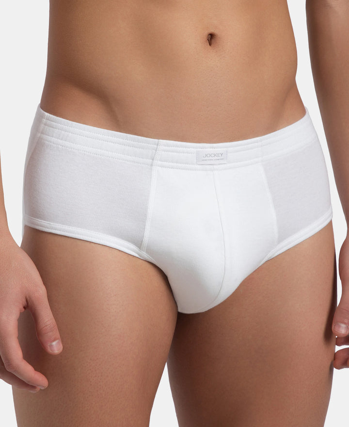 Super Combed Cotton Rib Solid Brief with StayFresh Treatment - White (Pack of 2)