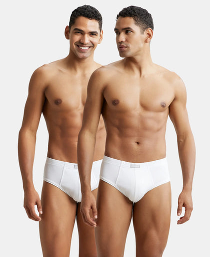 Super Combed Cotton Rib Solid Brief with StayFresh Treatment - White (Pack of 2)