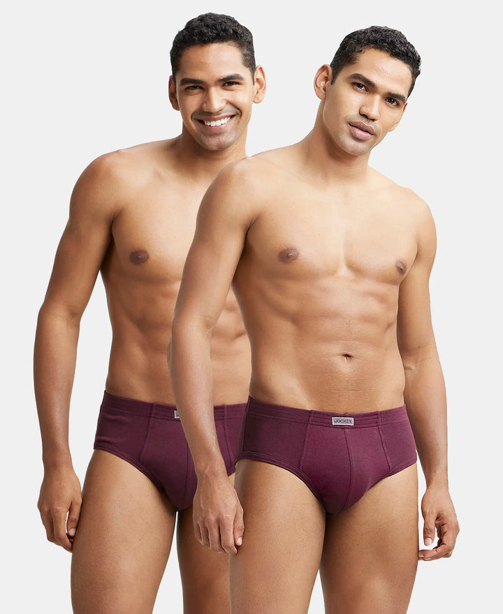 Super Combed Cotton Rib Solid Brief with StayFresh Treatment - Wine Tasting (Pack of 2)