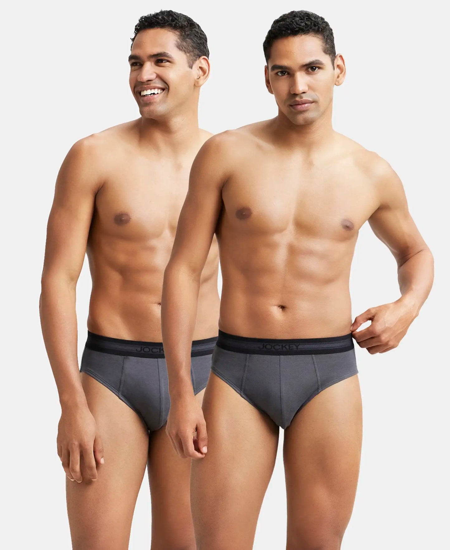 Super Combed Cotton Solid Brief with Stay Fresh Treatment - Asphalt (Pack of 2)