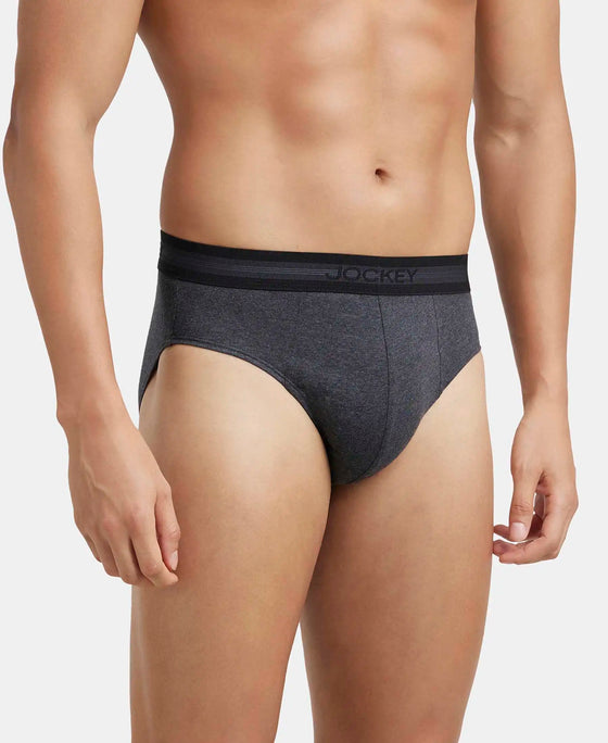 Super Combed Cotton Solid Brief with Stay Fresh Treatment - Black Melange-2