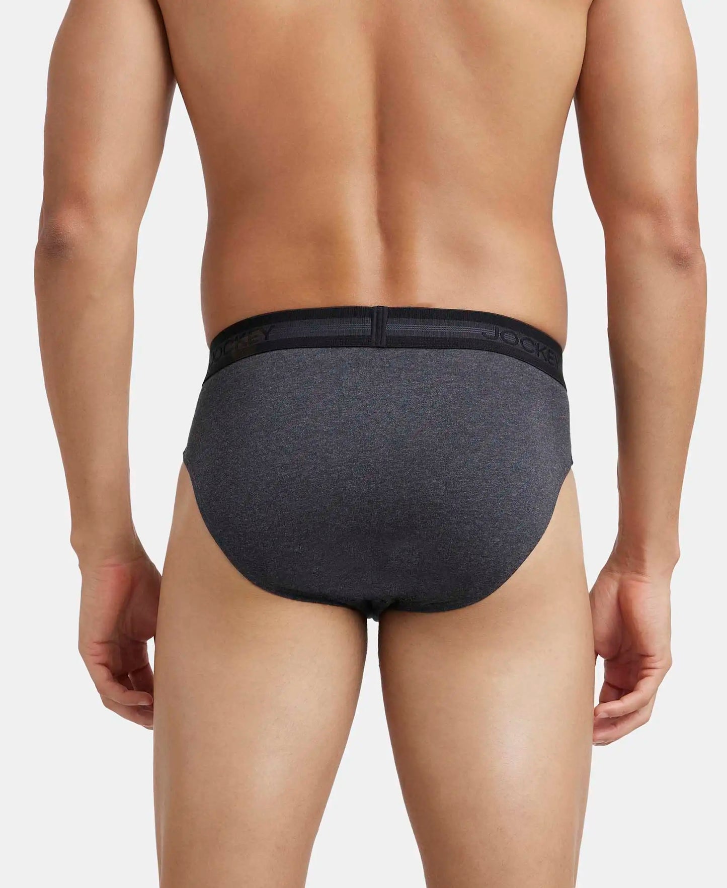 Super Combed Cotton Solid Brief with Stay Fresh Treatment - Black Melange-3