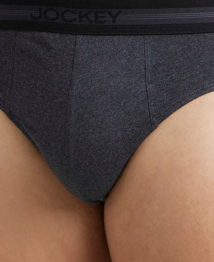 Super Combed Cotton Solid Brief with Stay Fresh Treatment - Black Melange-6