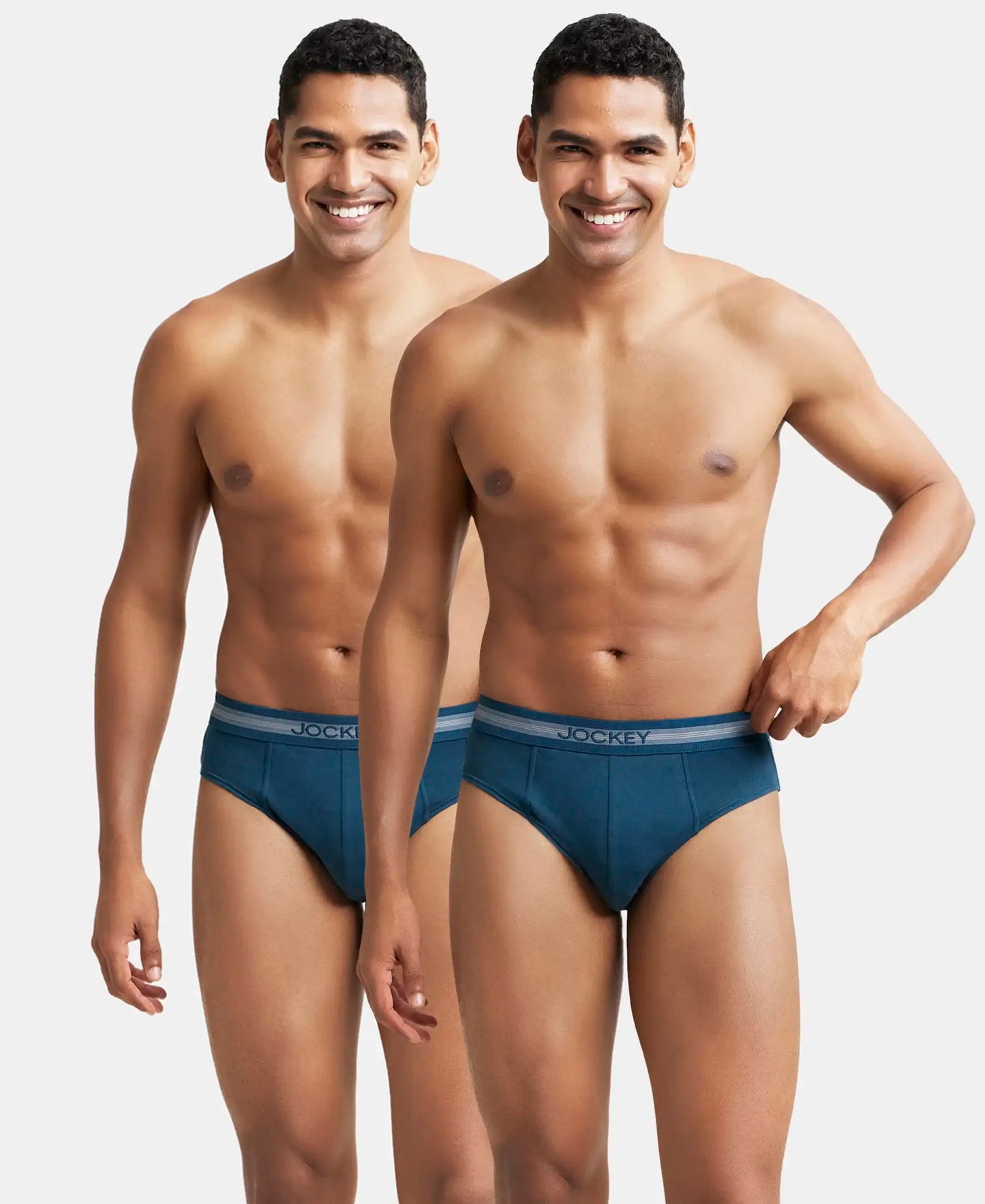Super Combed Cotton Solid Brief with Stay Fresh Treatment - Reflecting Pond (Pack of 2)