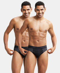 Super Combed Cotton Solid Brief with Stay Fresh Treatment - Black Melange & Black (Pack of 2)