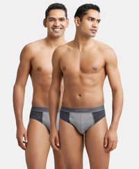 Super Combed Cotton Solid Brief with Stay Fresh Treatment - Black Melange & Mid Grey Melange (Pack of 2)