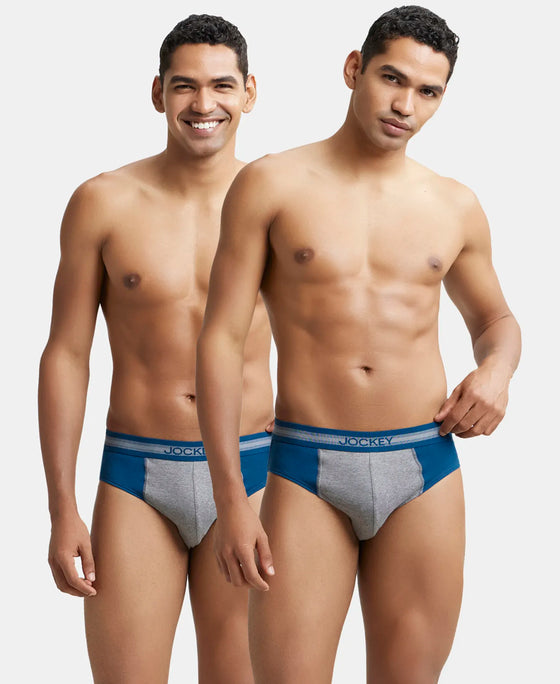 Super Combed Cotton Solid Brief with Stay Fresh Treatment - Mid Grey Melange & Black Melange (Pack of 2)