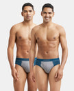 Super Combed Cotton Solid Brief with Stay Fresh Treatment - Reflecting Pond & Mid Grey Mel (Pack of 2)