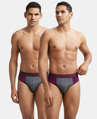 Super Combed Cotton Solid Brief with Stay Fresh Treatment - Wine Tasting & Charcoal Melange (Pack of 2)