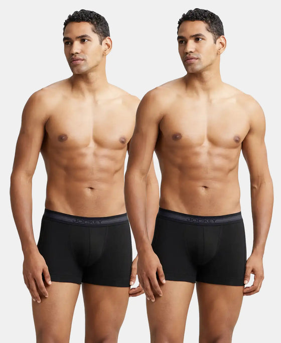 Super Combed Cotton Rib Solid Trunk with StayFresh Treatment - Black (Pack of 2)
