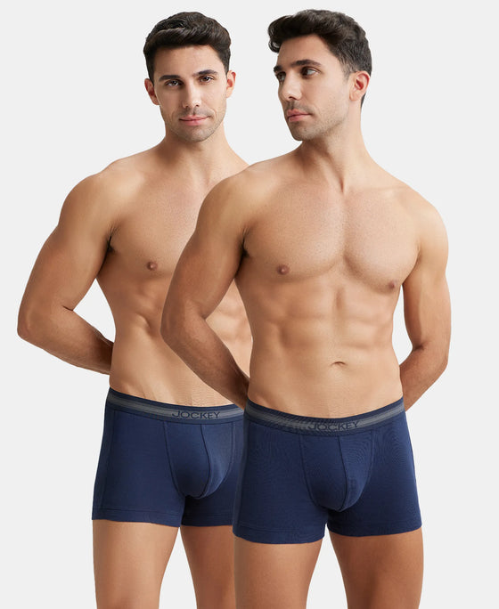 Super Combed Cotton Rib Solid Trunk with StayFresh Treatment - Deep Navy (Pack of 2)