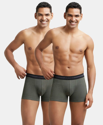 Super Combed Cotton Rib Solid Trunk with StayFresh Treatment - Deep Olive (Pack of 2)