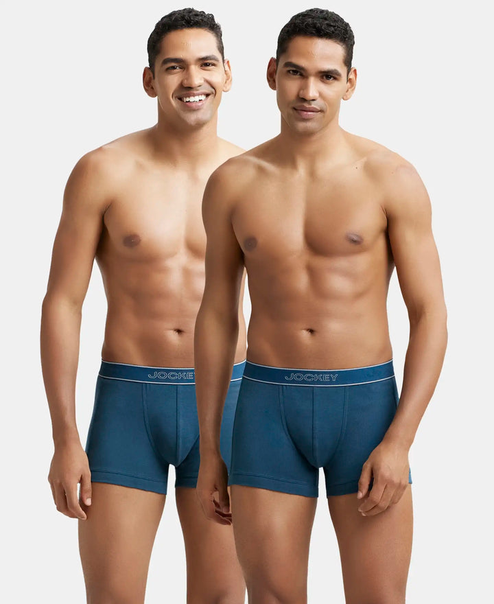 Super Combed Cotton Rib Solid Trunk with StayFresh Treatment - Reflecting Pond (Pack of 2)